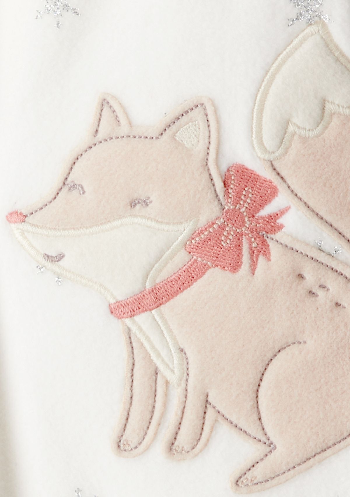 Baby Girls Microfleece Fox Sparkle Printed Footie Pajamas