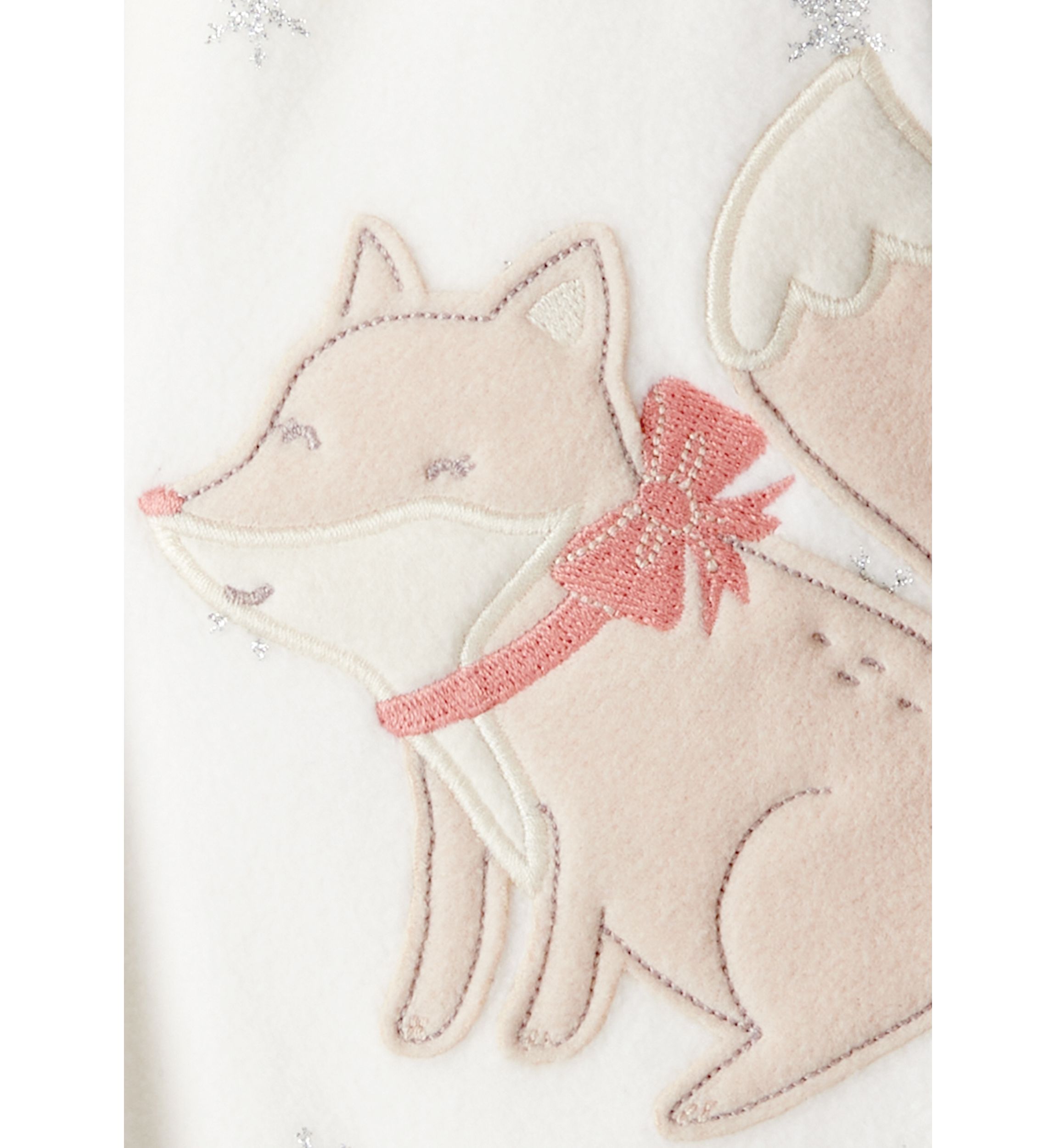 Baby Girls Microfleece Fox Sparkle Printed Footie Pajamas