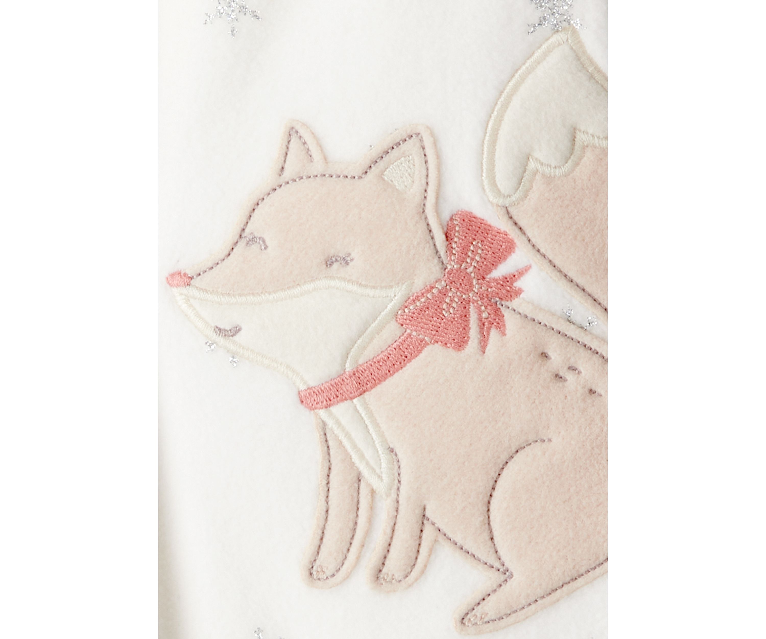 Baby Girls Microfleece Fox Sparkle Printed Footie Pajamas