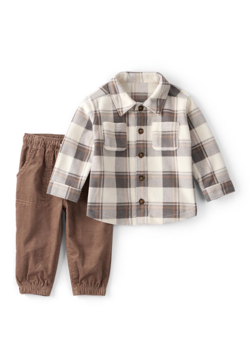 Baby Boys Printed Shirt and Pants Set