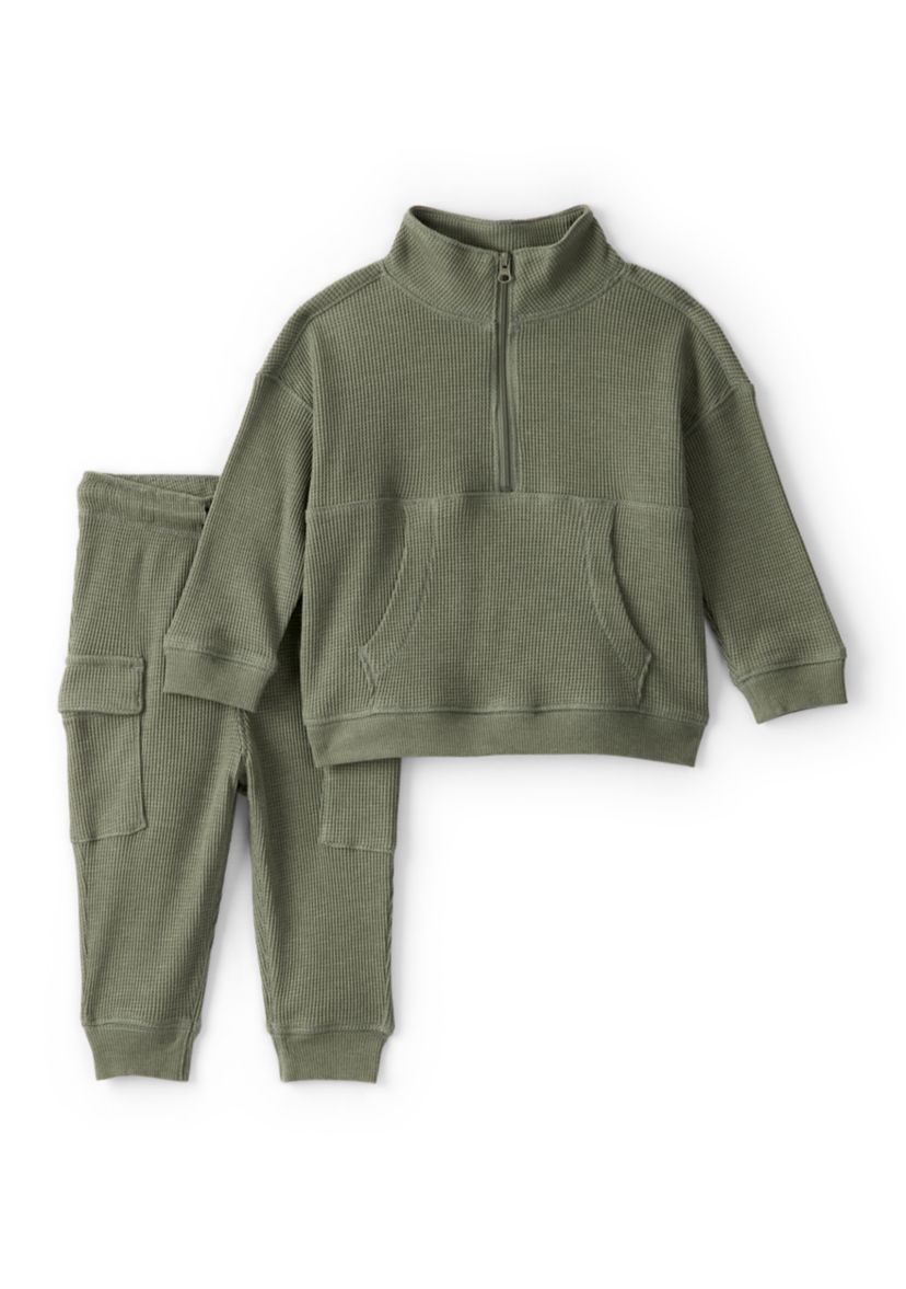 Baby Boys 1/4 Zip Pullover Sweatshirt and Jogger Pants Set