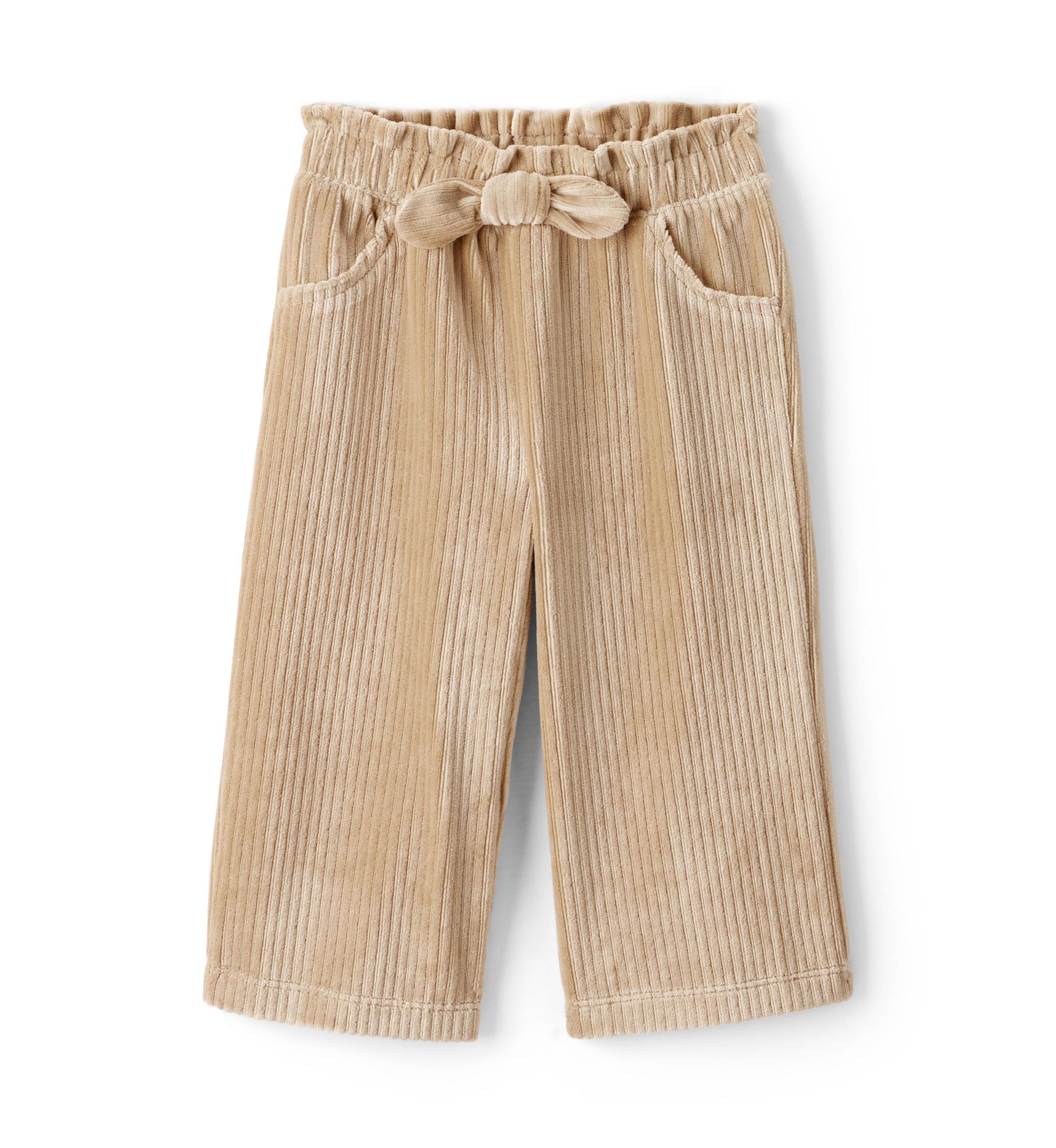 Baby Girls Long Sleeve Crew Neck Top and Wide Leg Corduroy Pants Set