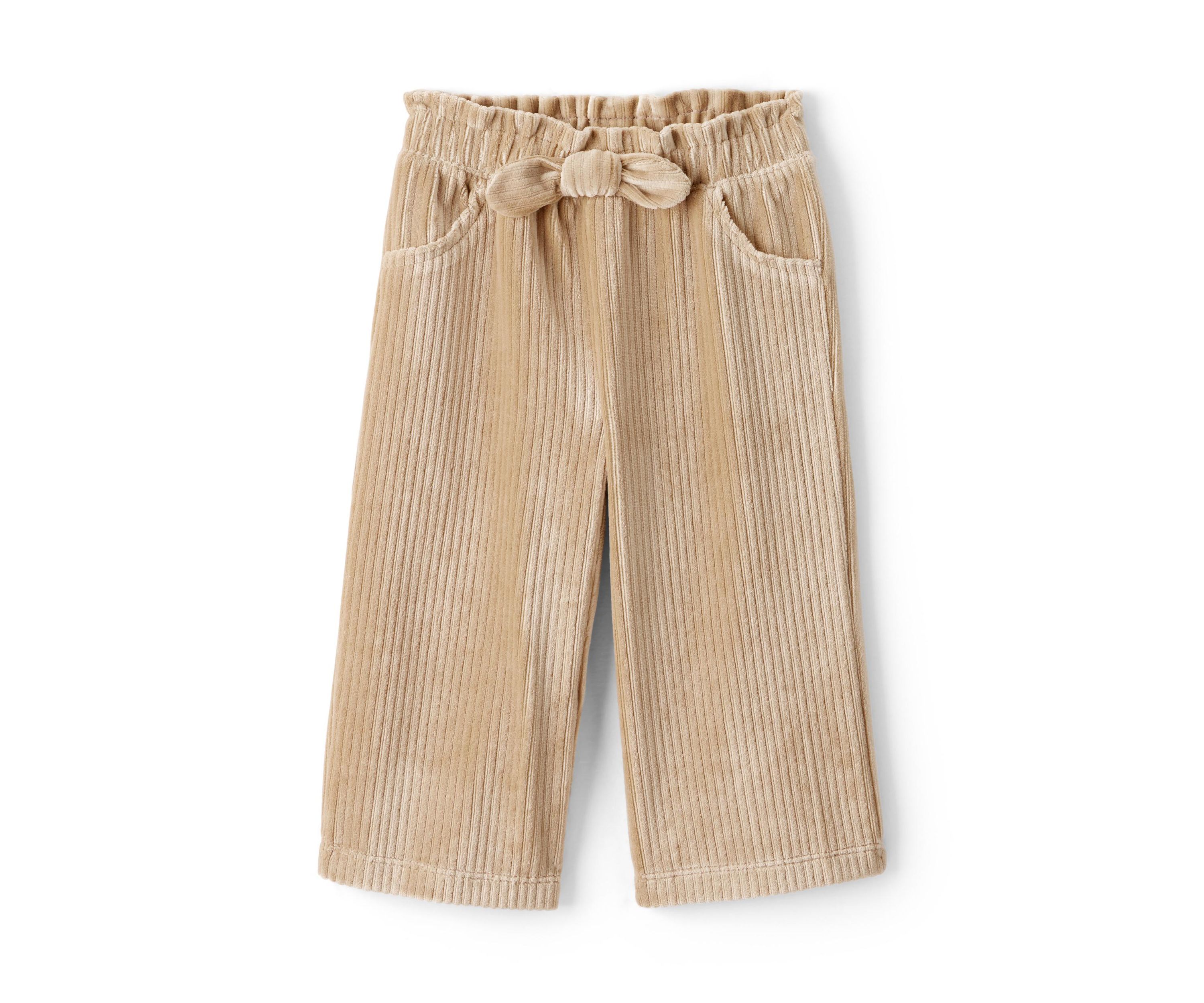 Baby Girls Long Sleeve Crew Neck Top and Wide Leg Corduroy Pants Set