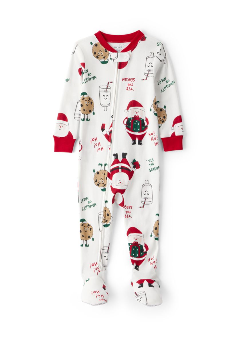 Baby Santa Printed Footie Pajamas
