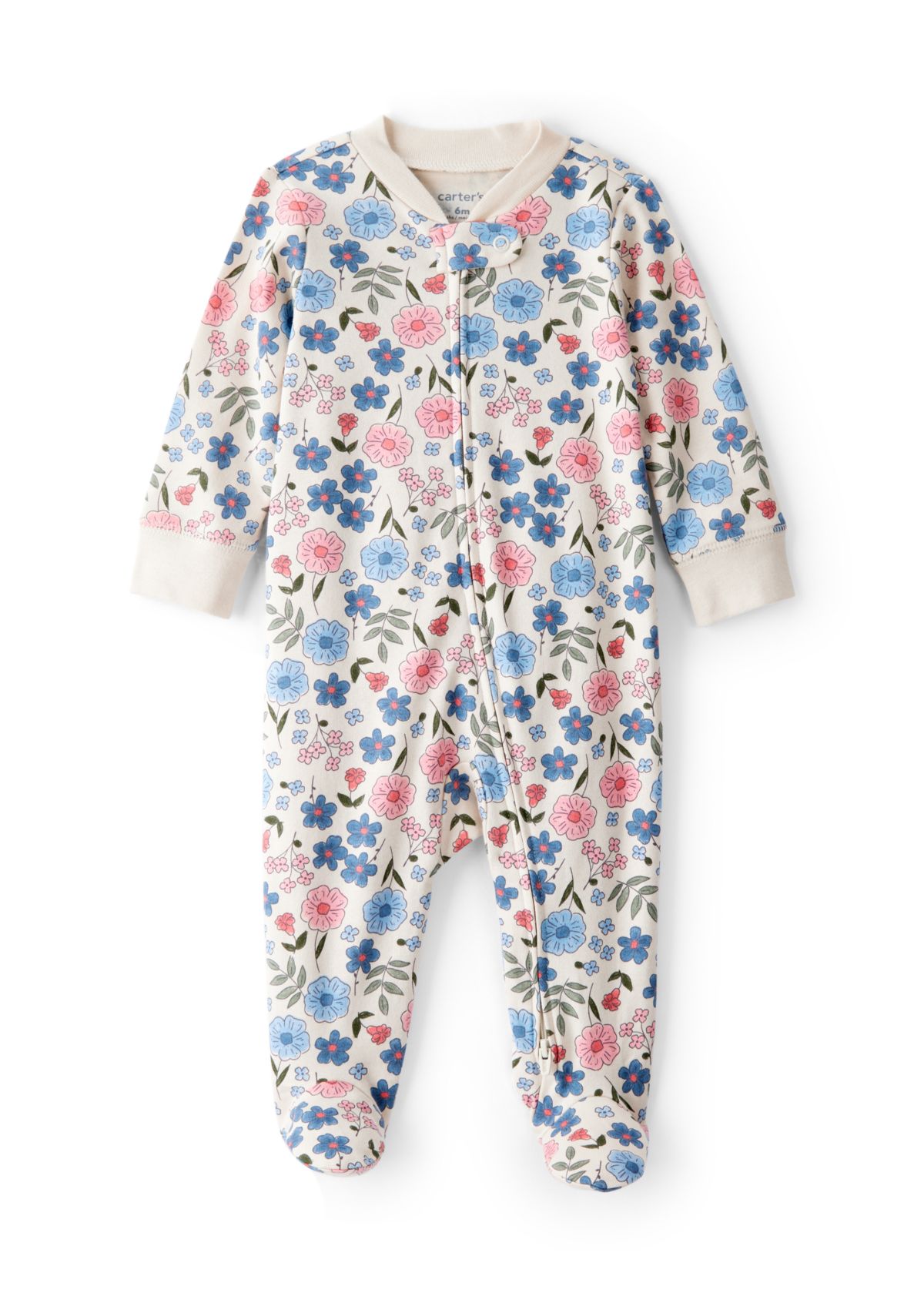 Baby Girls Interlock Snap Footed Pajamas