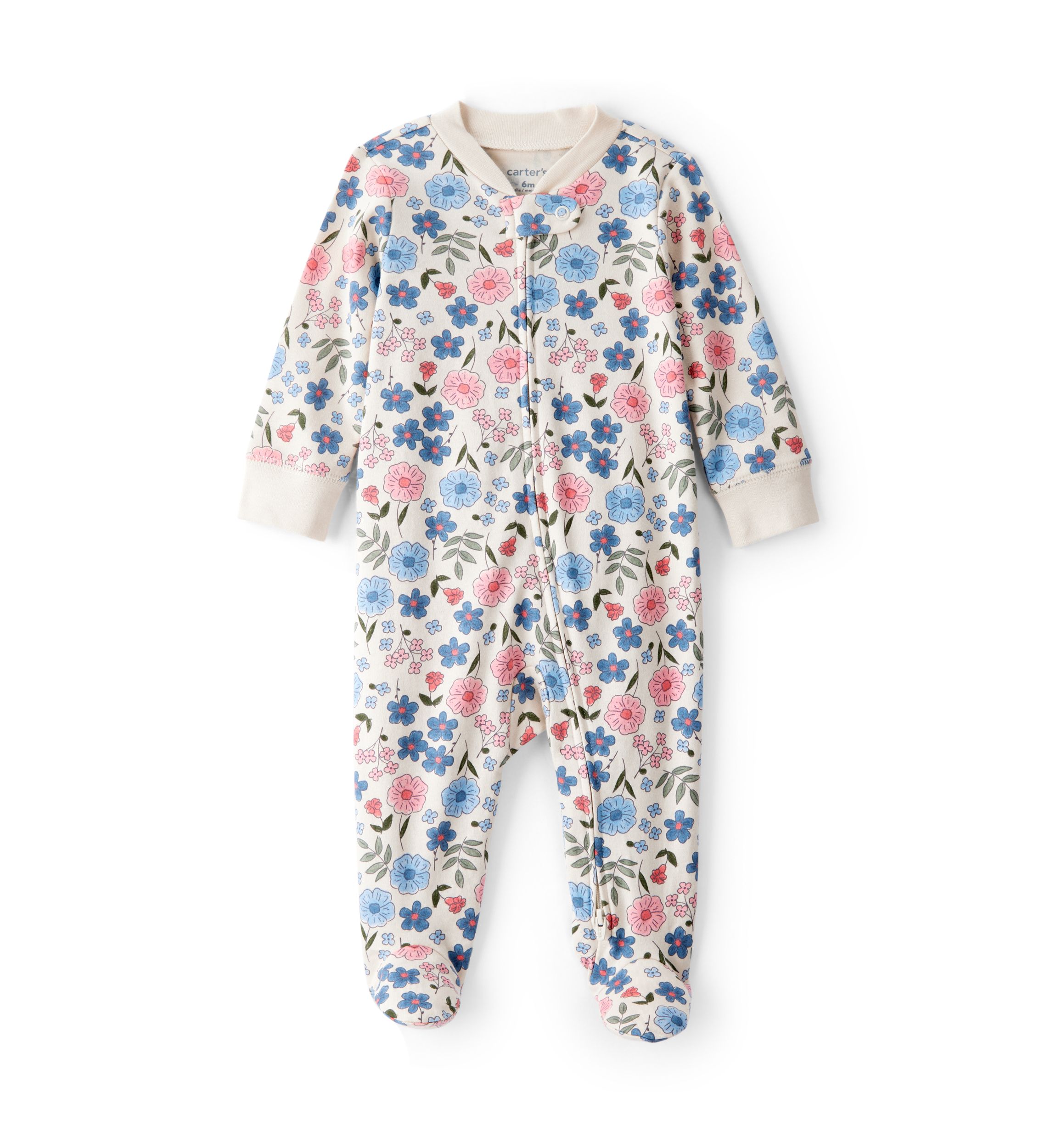 Baby Girls Interlock Snap Footed Pajamas