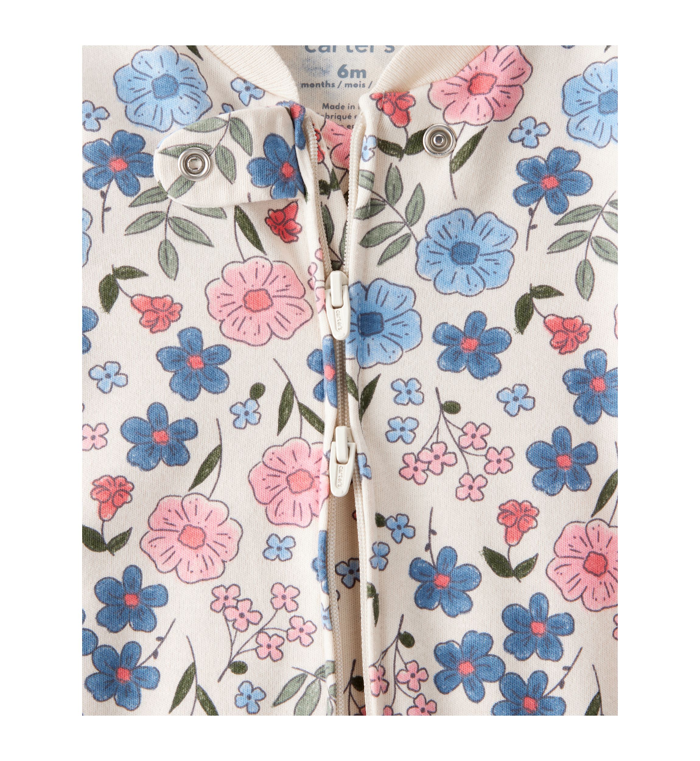 Baby Girls Interlock Snap Footed Pajamas