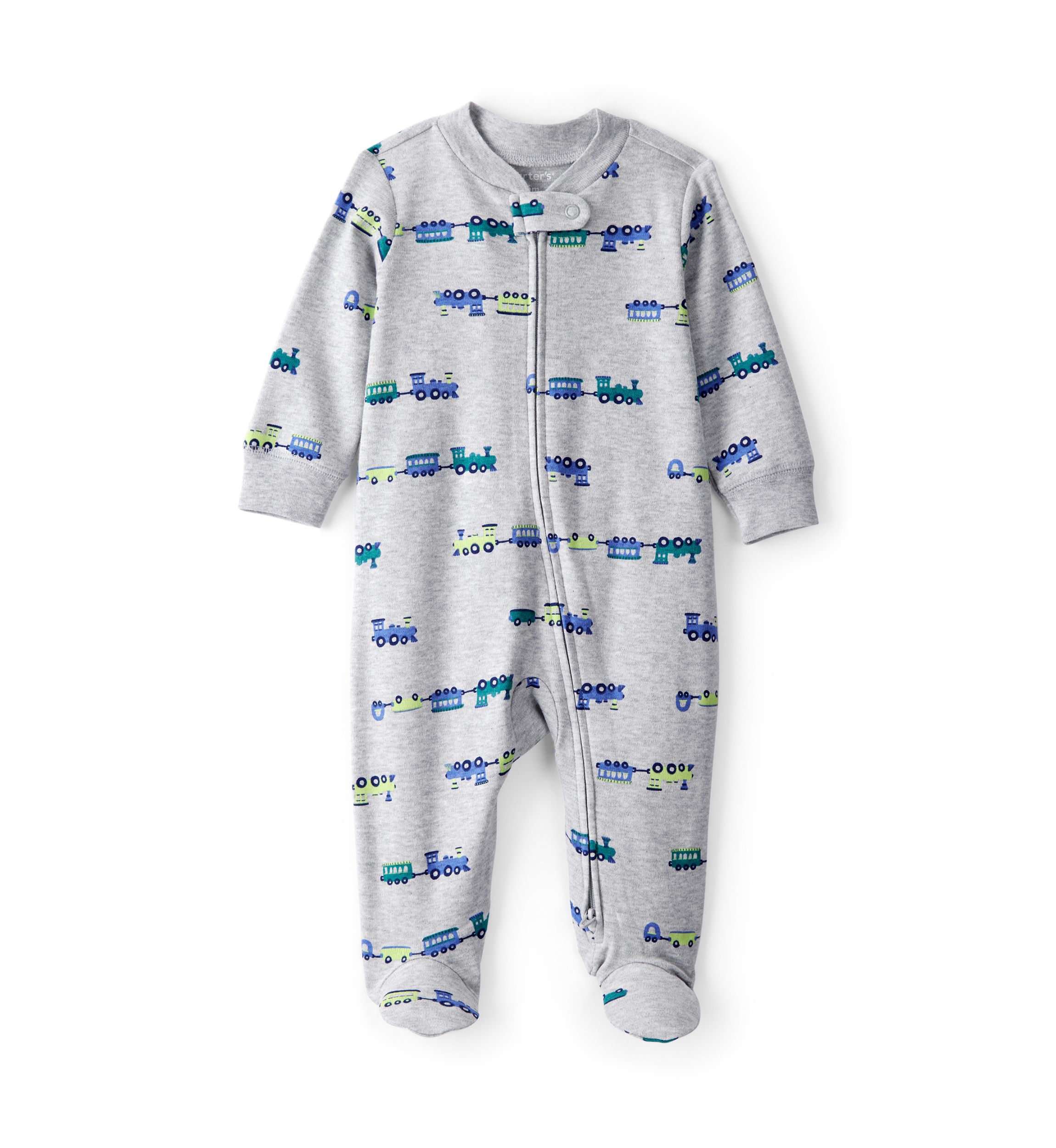 Baby Boys Train Print Sleep & Play Pajamas