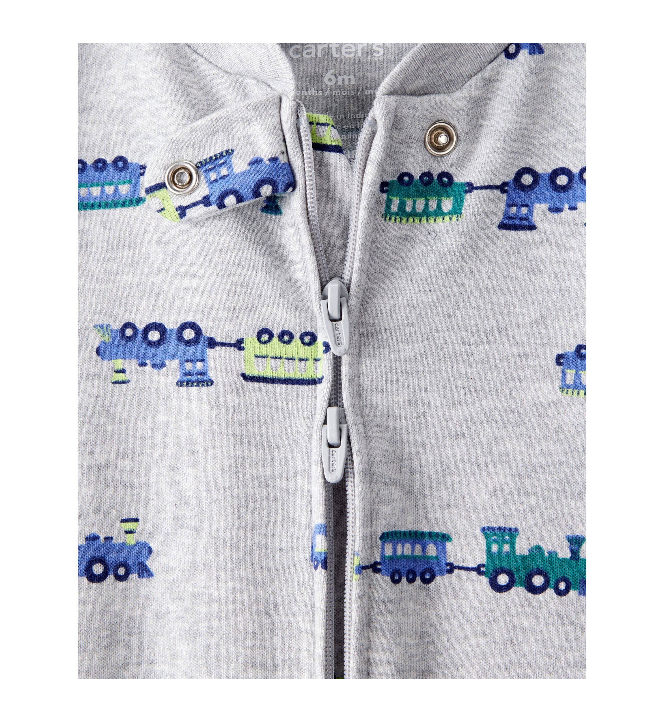 Baby Boys Train Print Sleep & Play Pajamas