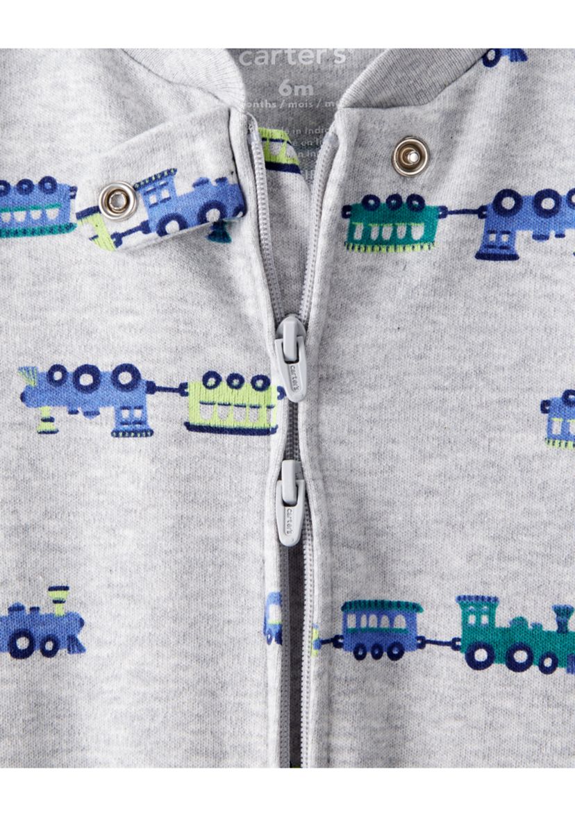 Baby Boys Train Print Sleep & Play Pajamas