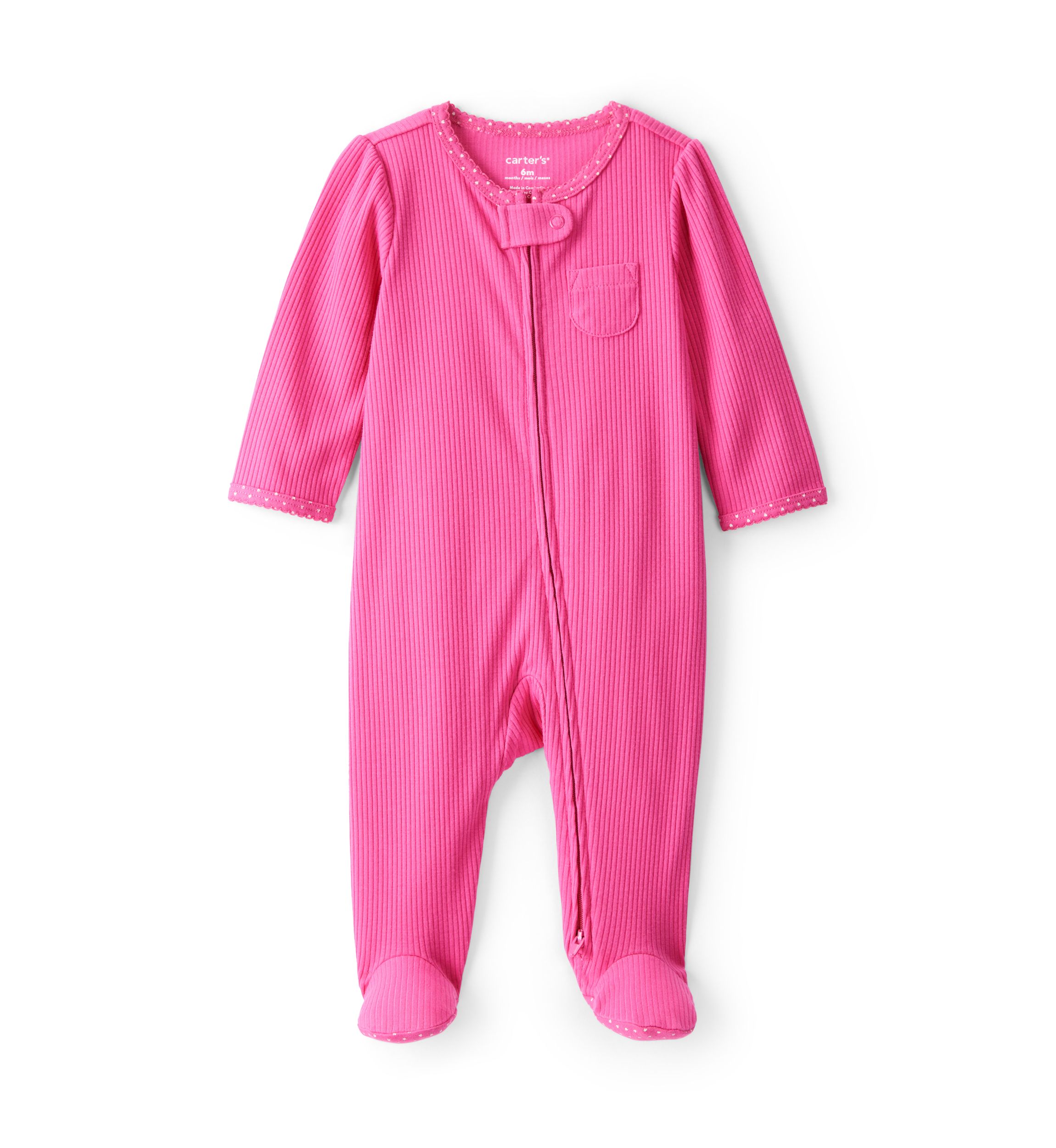 Baby Girls Textured Snap Footed Pajamas