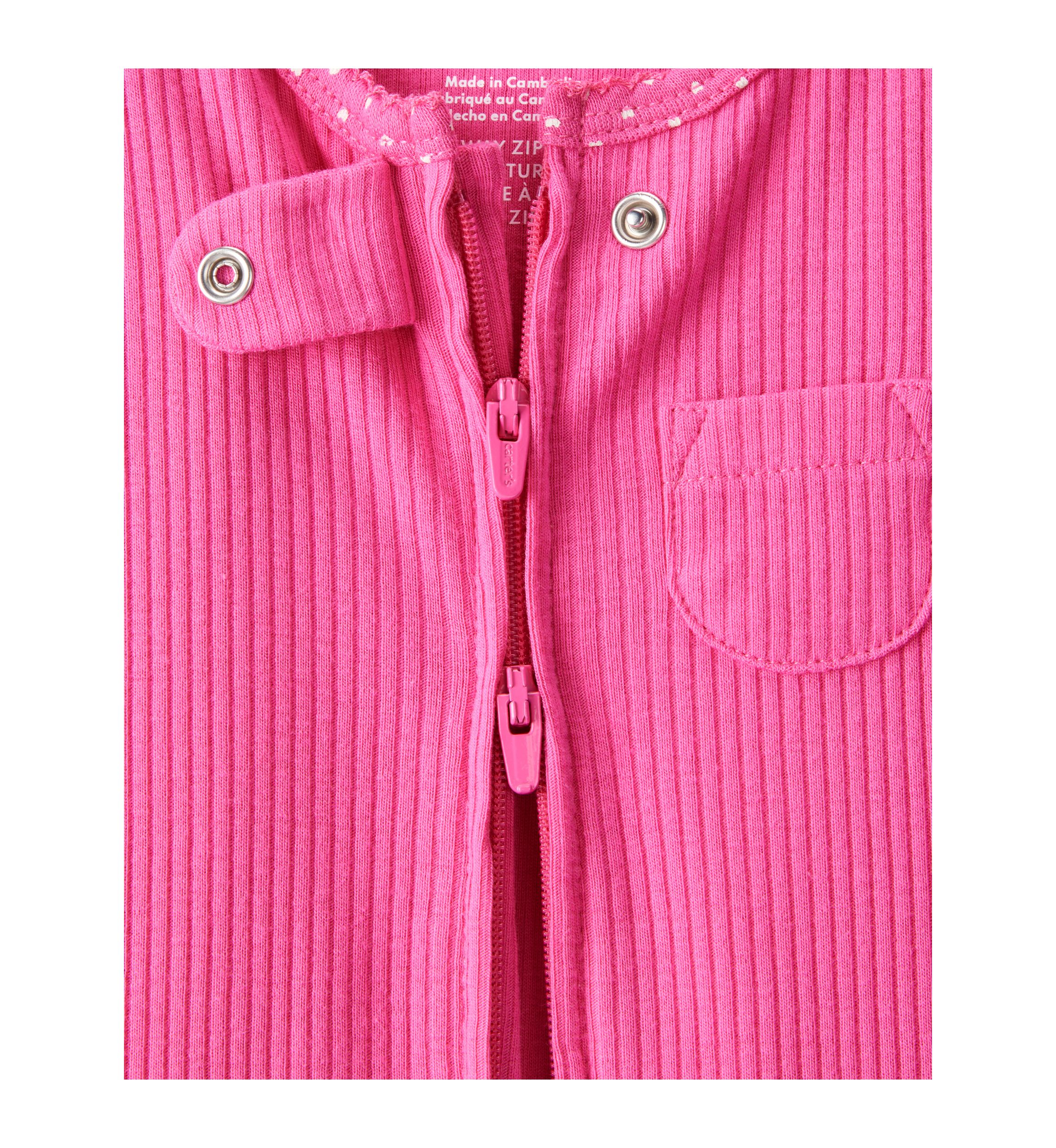 Baby Girls Textured Snap Footed Pajamas