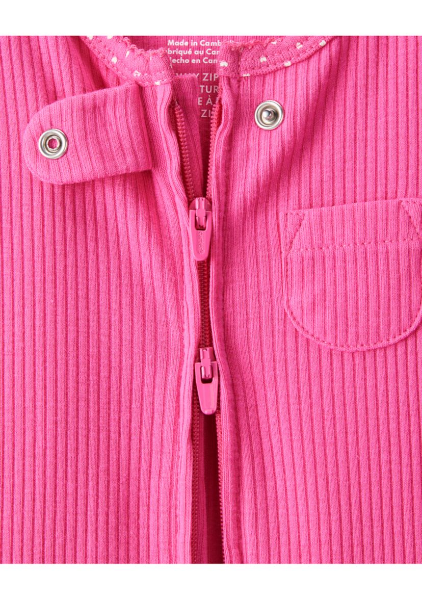 Baby Girls Textured Snap Footed Pajamas