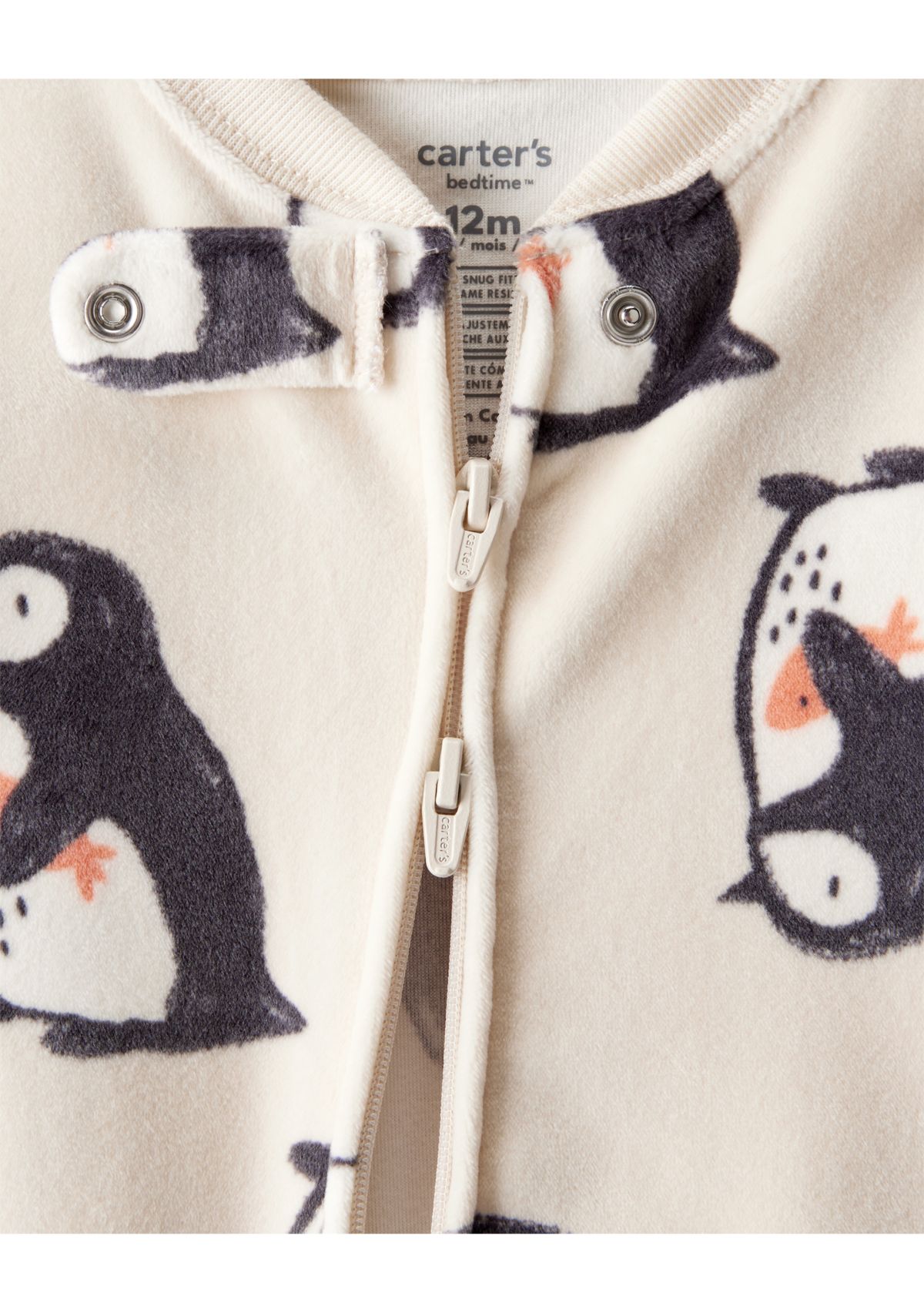 Baby Boys One Piece Printed Velour Footed Pajamas