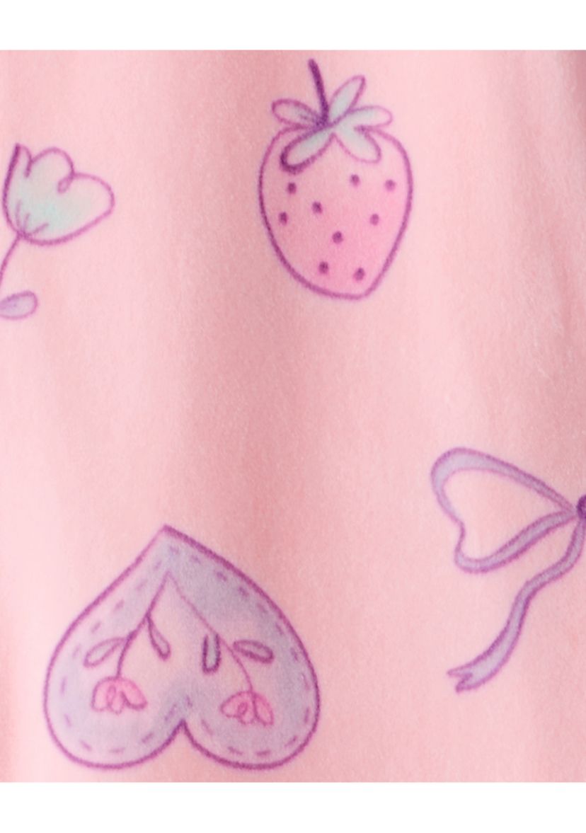 Baby Girls Printed Velour Footed Pajamas