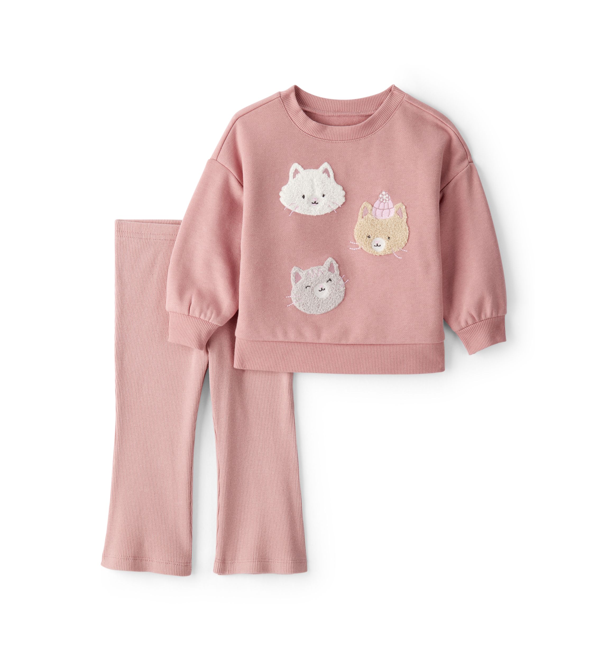 Baby Girls Cat Embroidery Set 