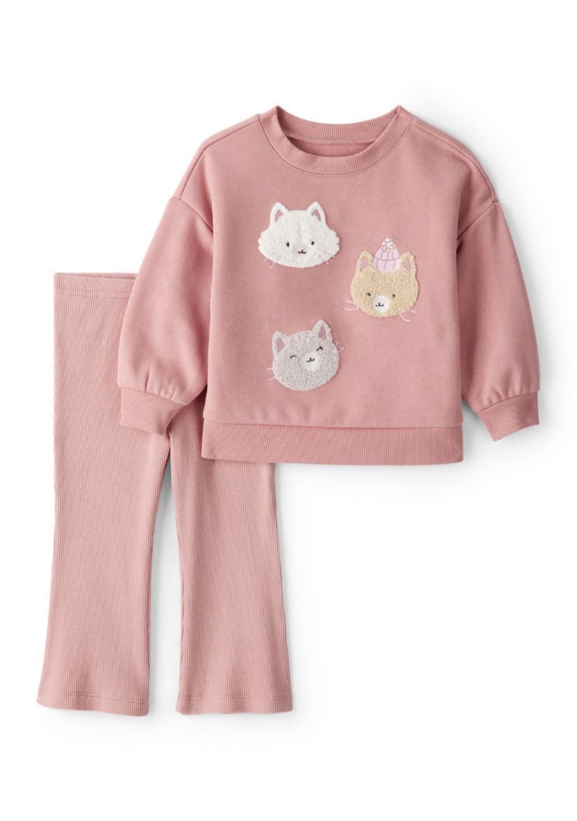 Baby Girls Cat Embroidery Set 