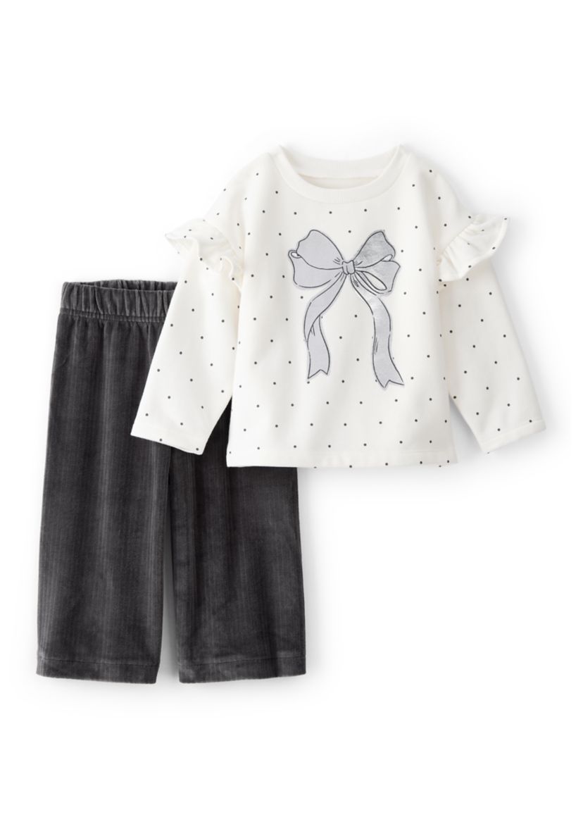 Baby Girls Ruffled Sleeve Top and Pants Set