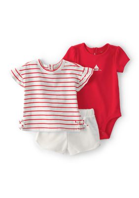 Carter's Baby Girls Body Suit T-Shirt Shorts Set, Red, 9 Months