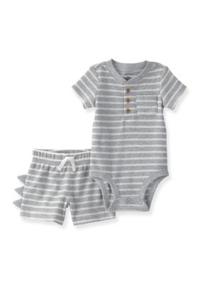 Carter's Baby Boys Body Suit Short Set, Gray, 6 Months