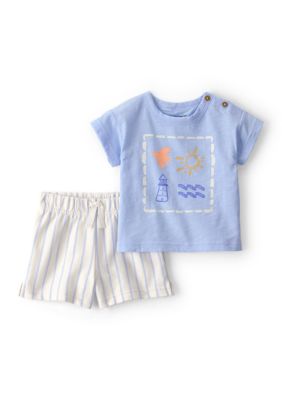Carter's Baby Boys T-Shirt and Shorts Set, Blue, Newborn