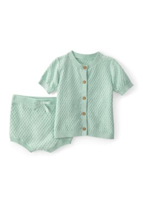 Carter's Baby Girls Button-Up Top and Shorts Set, Green, 6 Months