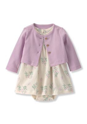 Carter's Baby Girls Cardigan and Floral Dress Set, Purple, Newborn