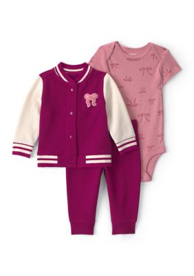 Carter's Baby Girls Bodysuit and Pants Set with Varsity Jacket