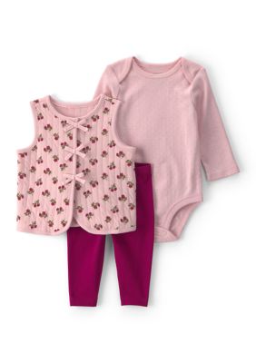 Carter's Baby Girls Bodysuit and Pants Set with Vest