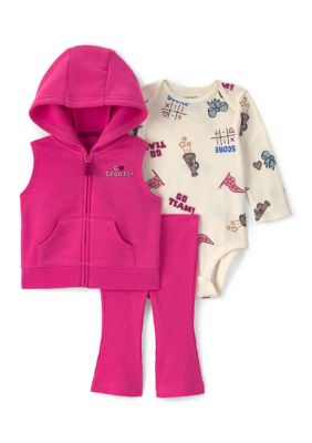 Carter's Baby Girls Bodysuit and Pants Set with Hooded Vest