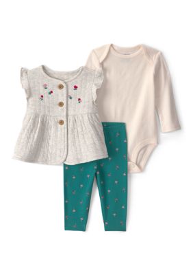 Carter's Baby Girls Bodysuit and Pants Set with Vest