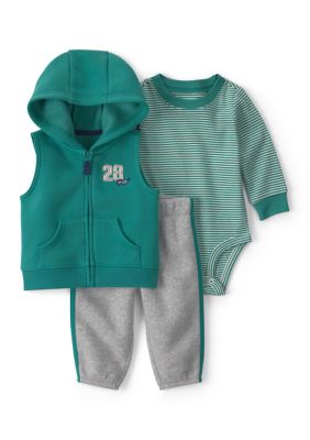 Carter's Baby Boys Long Sleeve Bodysuit and Pants Set with Vest, Green, Newborn