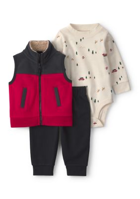 Carter's Baby Boys Bodysuit and Pants Set with Vest, Red, Newborn