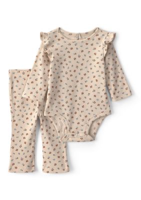 Carter's Baby Girls Floral Ruffle Bodysuit and Pants Set, 24 Months