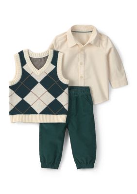 Carter's Baby Boys Shirt with Sweater Vest and Pants Set