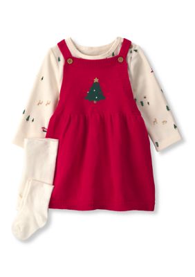 Carter's Baby Girls 3-Piece Sweater Knit Jumper Dress Set, Red, 18 Months