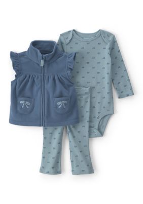 Carter's Baby Girls Bodysuit and Pants Set with Vest, Blue, Newborn