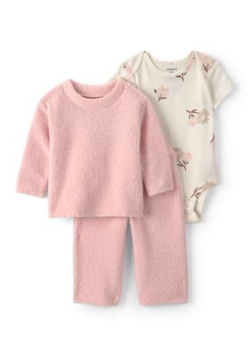 Carter's Baby Girls Floral Bodysuit and Pants Set with Pullover, Pink, Newborn