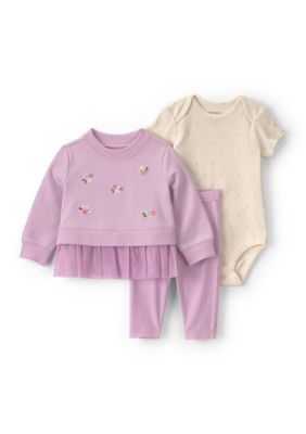 Carter's Baby Girls Bodysuit and Pants Set with Pullover, Purple, Newborn