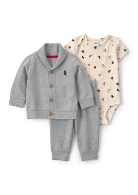 Carter's Baby Boys Print Bodysuit and Pants Set with Cardigan