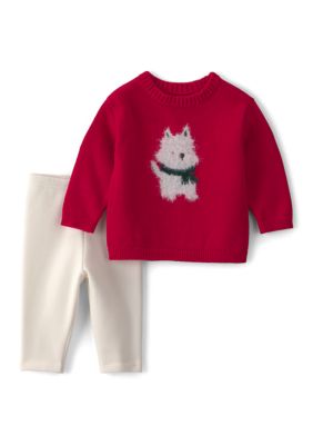 Carter's Baby Girls 2-Piece Dog Sweater Set, Red, 12 Months