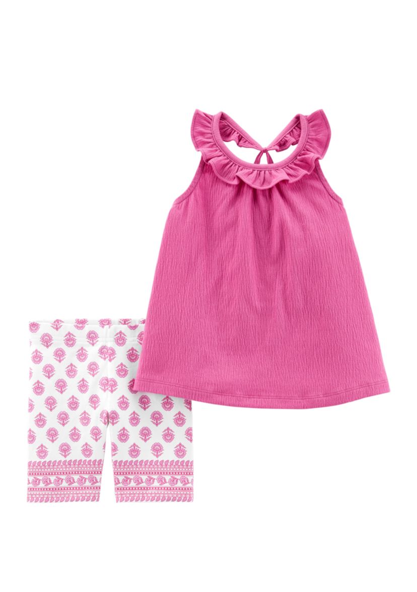 Toddler Girls 2 Piece Crinkle Jersey Tank and Tumbling Short Set 