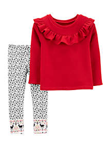 Carter's® Toddler Girls 2 Piece Ruffle Fleece Top & Floral Legging Set ...