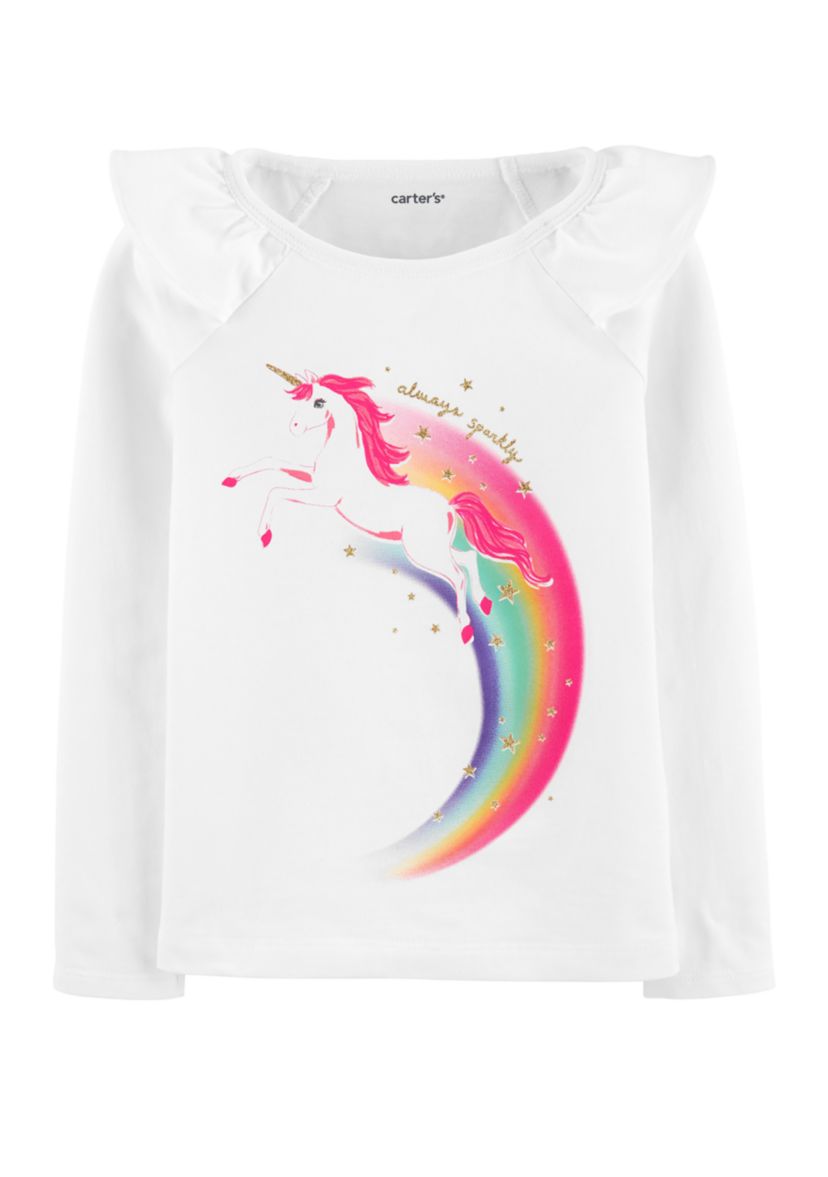 Toddler Girls Rainbow Unicorn Jersey Graphic T-Shirt