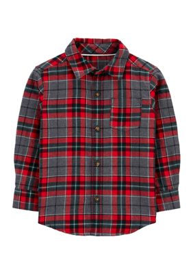 green plaid boys shirt