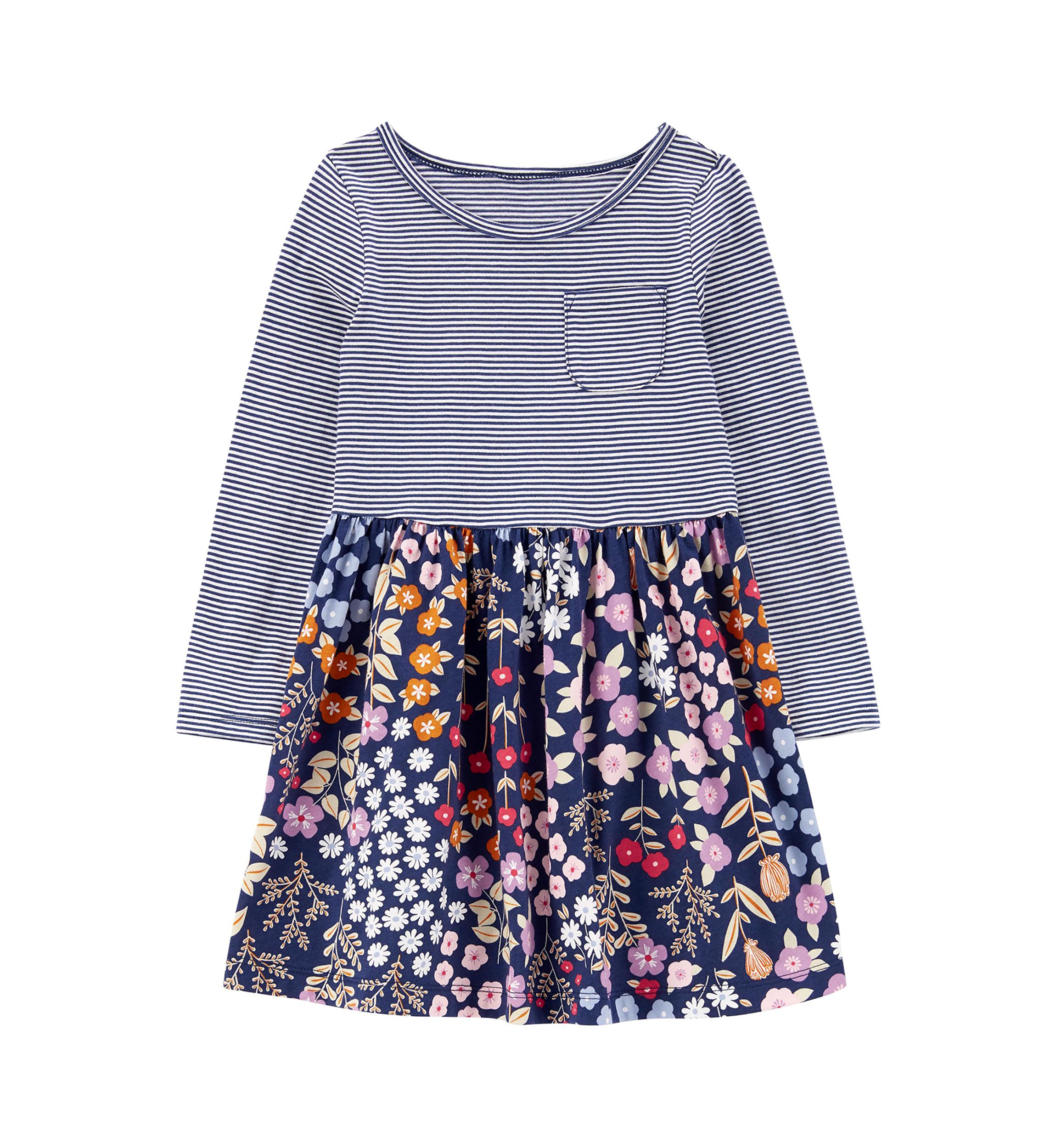 Toddler Girls Mixed Print Jersey Dress