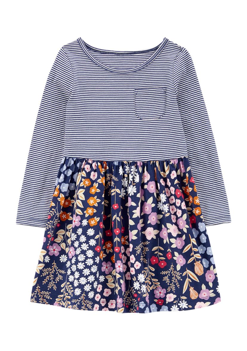 Toddler Girls Mixed Print Jersey Dress