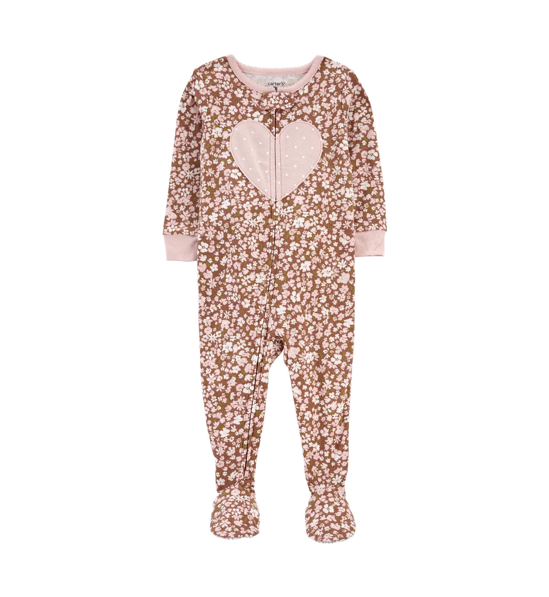 Toddler Girls Heart Cotton Pajama Bodysuit