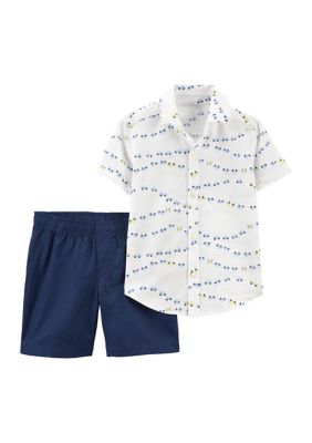 Carter's® Toddler Boys 2-Piece Button-Front Shirt & Short Set