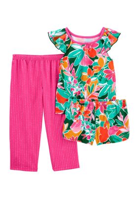 Carter's 2-Piece Ruffle Slub Jersey Top and Floral Legging Set